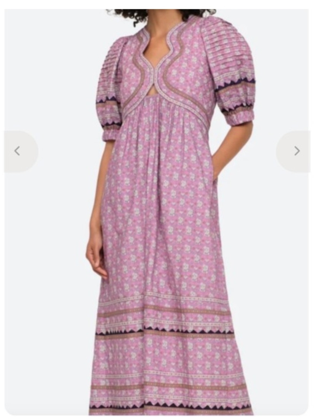 Sea New York Perry Cutout Printed Cotton-poplin Midi Dress in Lilac
